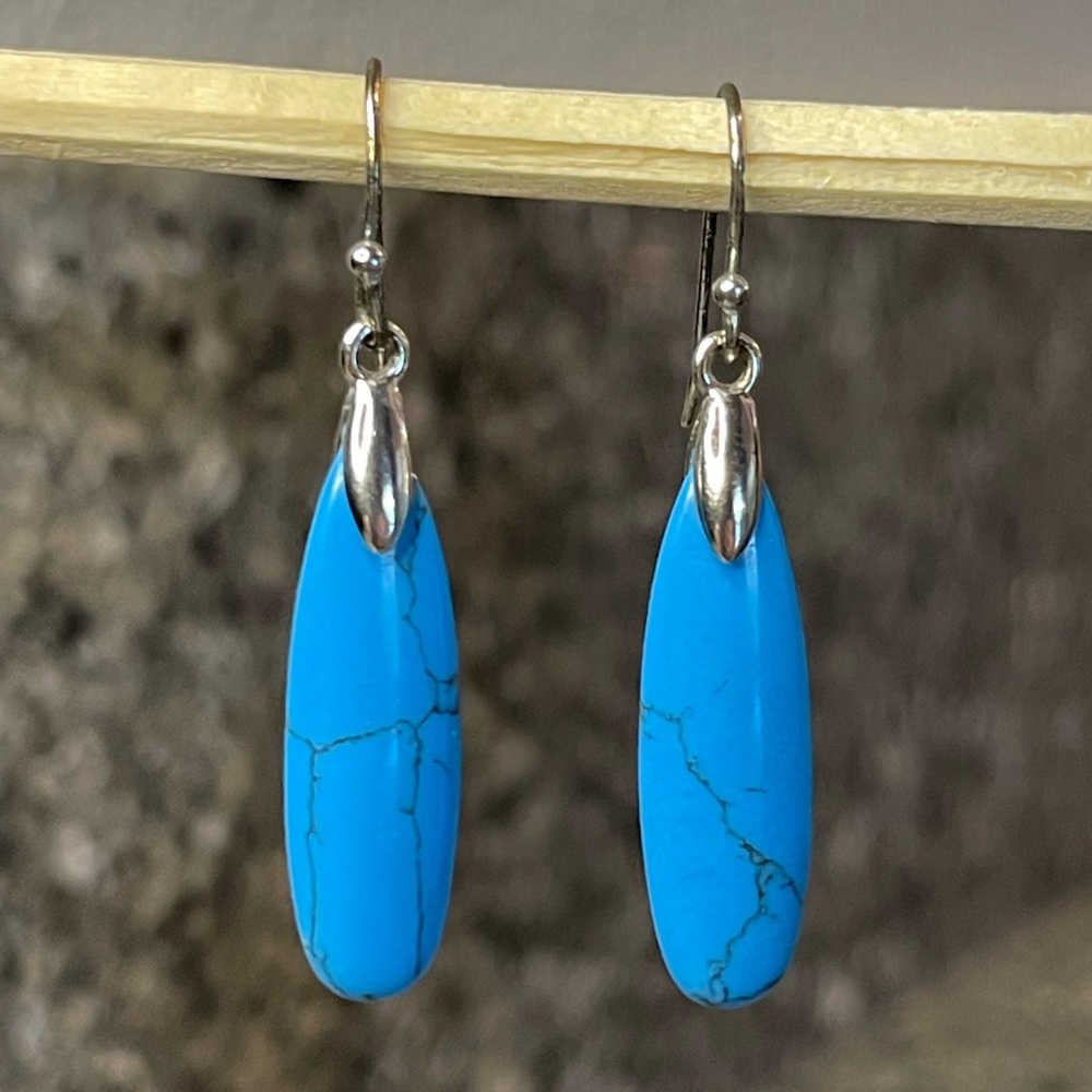 Sterling Silver Dangle Earrings with faux Turquoise